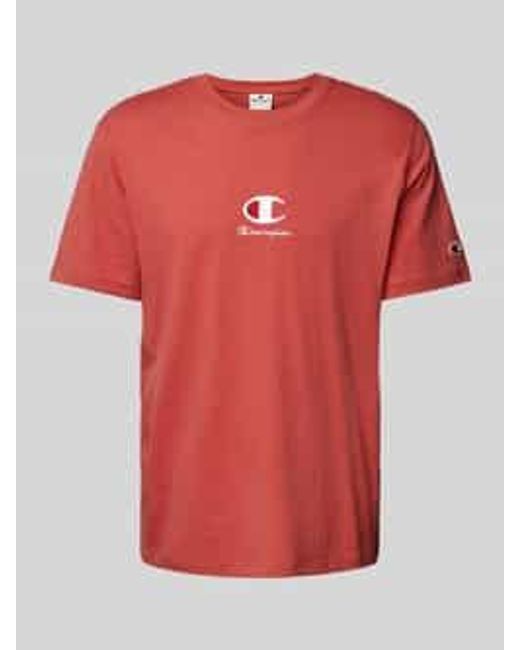 Champion T-shirt Met Labelstitching in het Red voor heren