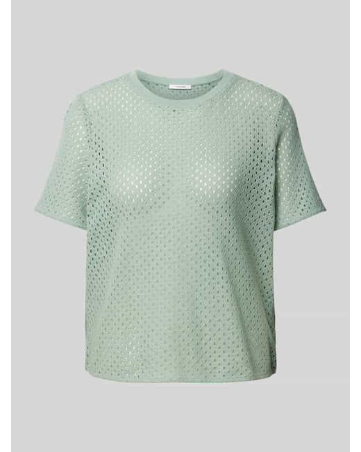 Opus Green T-Shirt mit Lochmuster Modell 'Sefrira'