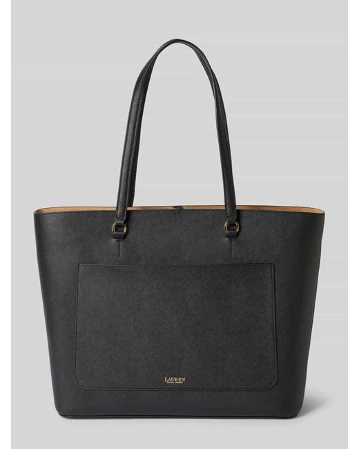 Ralph Lauren Black Tote Bag aus Leder mit Label-Applikation Modell 'KARLY'