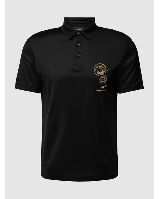 Emporio Armani Poloshirt Met Motief- En Labelstitching in het Black voor heren