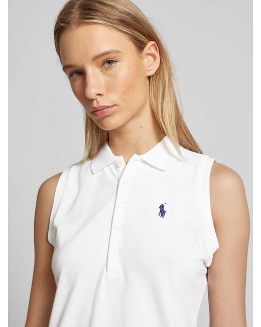 Polo Ralph Lauren White Slim Fit Poloshirt im ärmellosen Design Modell 'JULIE'