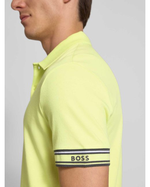Boss Slim Fit Poloshirt Van Zuiver Katoen, Model 'Polozone' in het Yellow voor heren