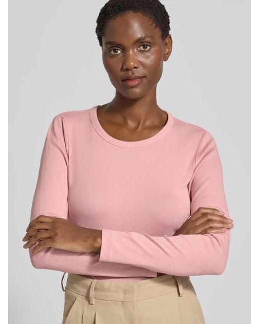 Tom Tailor Pink Regular Fit Langarmshirt aus Baumwoll-Mix