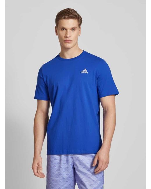 Adidas T-Shirt mit Label-Stitching und Rundhalsausschnitt in Blue für Herren