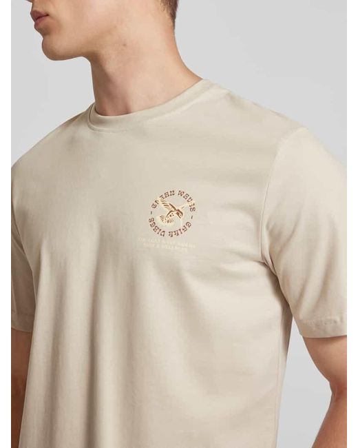 Only & Sons Slim Fit T-Shirt mit Motiv-Print Modell 'BASIC' in Natural für Herren