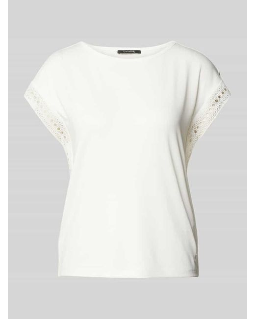 Comma, White T-Shirt mit Lochstickerei