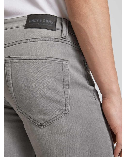 Only & Sons Regular Fit Jeansshorts mit Eingrifftaschen in Gray für Herren