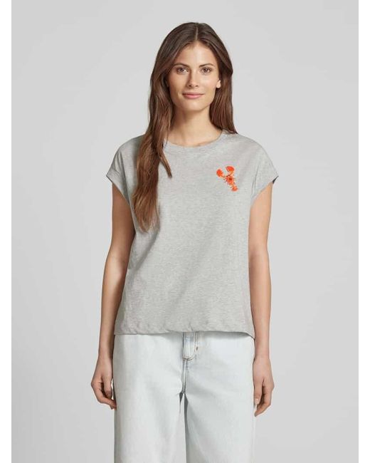 Essentiel Antwerp Gray T-Shirt Mit Motiv-Stitching Modell 'Hobster'