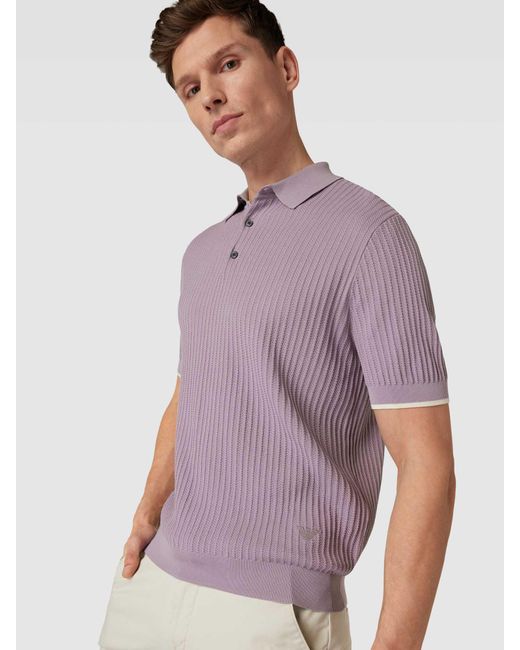 Emporio Armani Regular Fit Poloshirt mit Strukturmuster in Purple für Herren