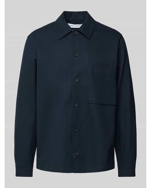 Samsøe & Samsøe Regular Fit Hemdjacke mit Brusttasche Modell 'SADAMON' in Blue für Herren