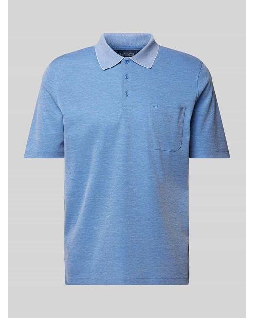 Christian Berg Men Regular Fit Poloshirt mit Brusttasche in Blue für Herren