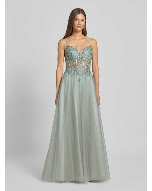 Luxuar Multicolor Abendkleid mit Ziersteinbesatz