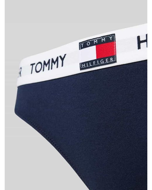 Tommy Hilfiger Blue String mit Label-Bund Modell 'THONG'