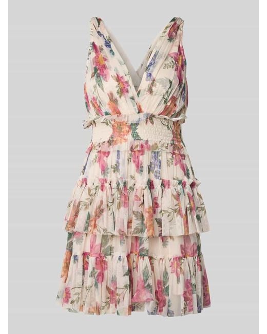 LACE & BEADS Multicolor Cocktailkleid mit V-Ausschnitt