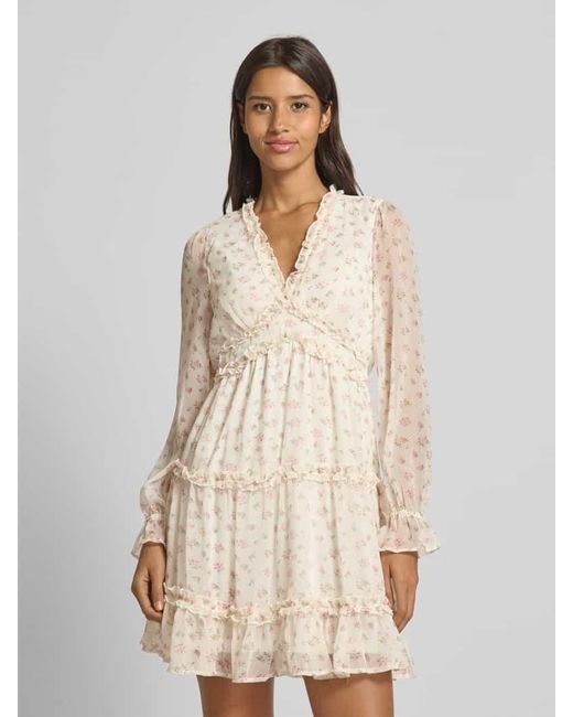Vero Moda Natural Tailliertes Minikleid mit Volants Modell 'SMILLA'