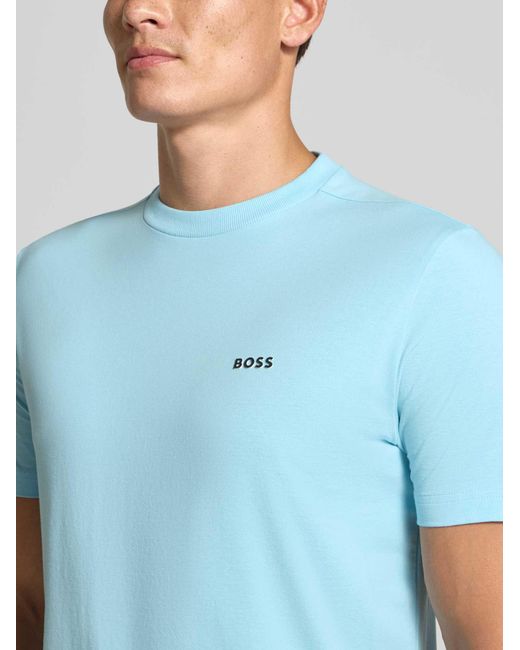 Boss T-shirt Met Labelprint in het Blue voor heren