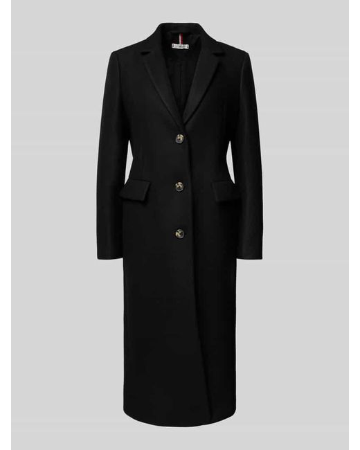 Tommy Hilfiger Black Regular Fit Wollmantel mit Kaschmir-Anteil