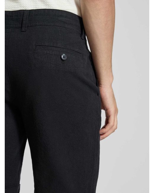Mcneal Regular Fit Korte Linnen Broek Met Tunnelkoord in het Black voor heren