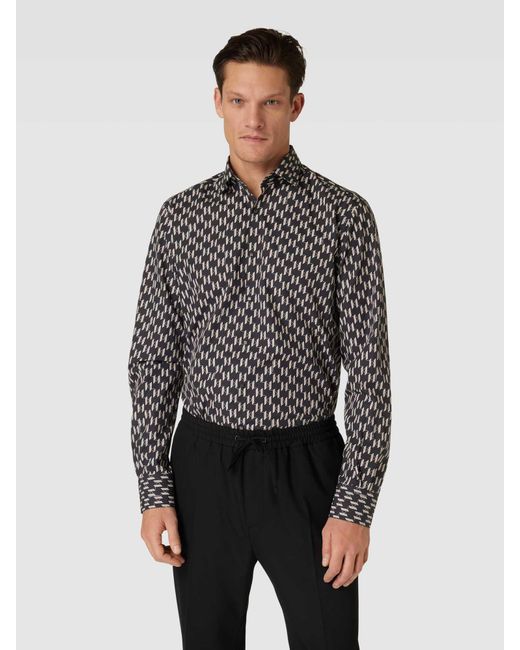 Karl Lagerfeld Business-Hemd mit Allover-Muster in Black für Herren
