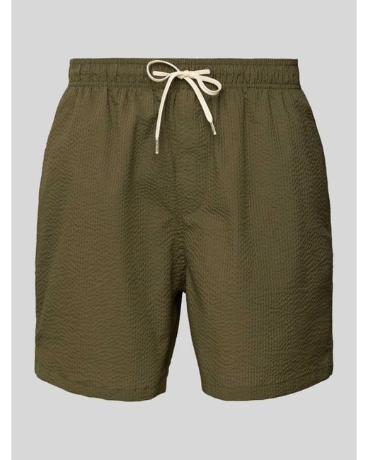 SELECTED Relaxed Fit Zwembroek Met Structuurmotief, Model 'Cooper' in het Green voor heren
