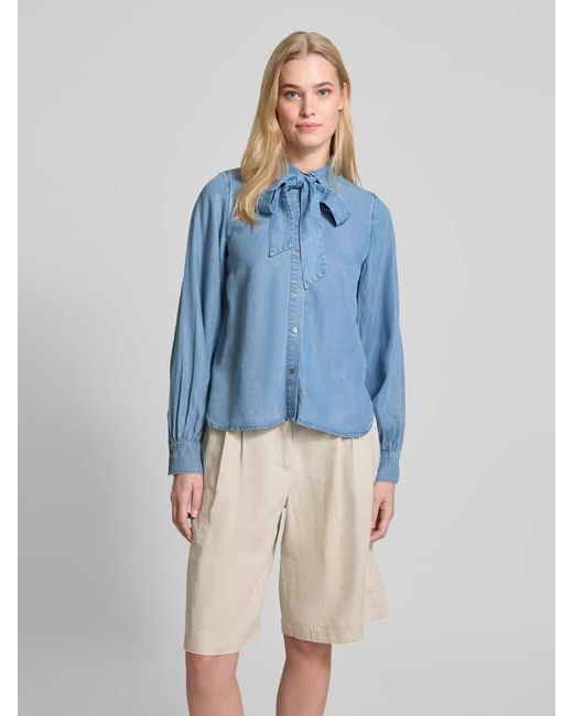 christian berg Blue Regular Fit Schluppenbluse mit Knopfleiste