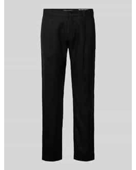 Marc O' Polo Tapered Linnen Broek Met Bandplooi in het Black voor heren
