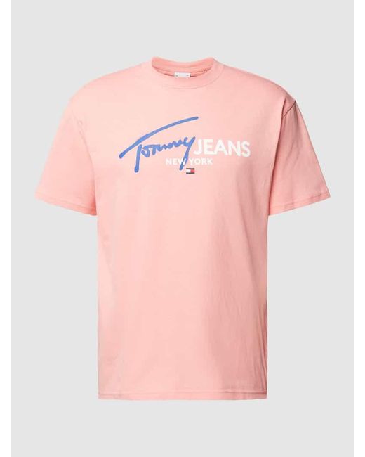 Tommy Hilfiger T-Shirt mit Label-Print Modell 'SPRAY POP COLOR' in Pink für Herren
