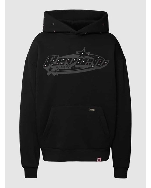 Review Hoodie mit Label-Print in Black für Herren