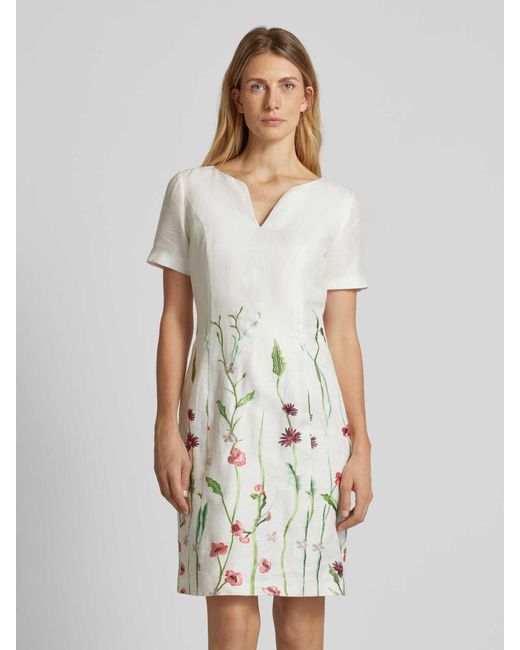 White Label White Knielanges Kleid mit V-Ausschnitt