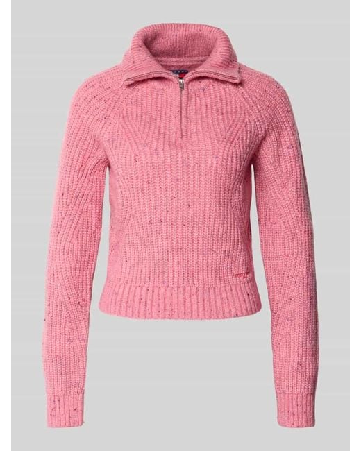 Tommy Hilfiger Pink Regular Fit Troyer mit Wollanteil Modell 'NEP'