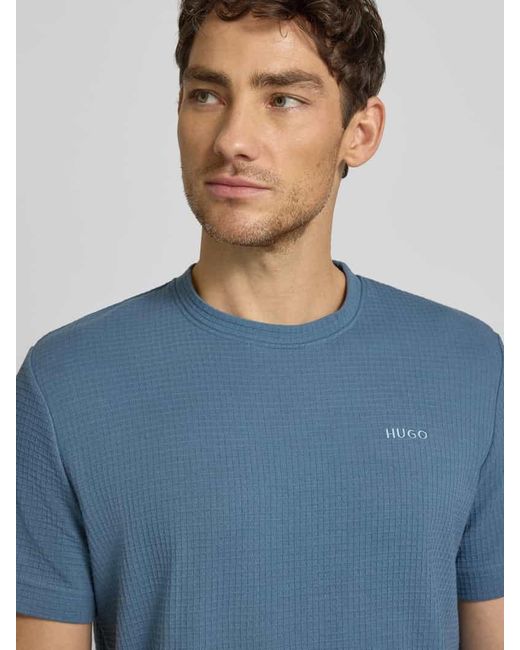 HUGO Regular Fit T-Shirt aus Baumwoll-Mix Modell 'AUSTIN' in Blue für Herren