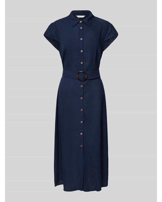 Apricot Blue Hemdblusenkleid aus Viskose-Leinen-Mix mit Gürtel