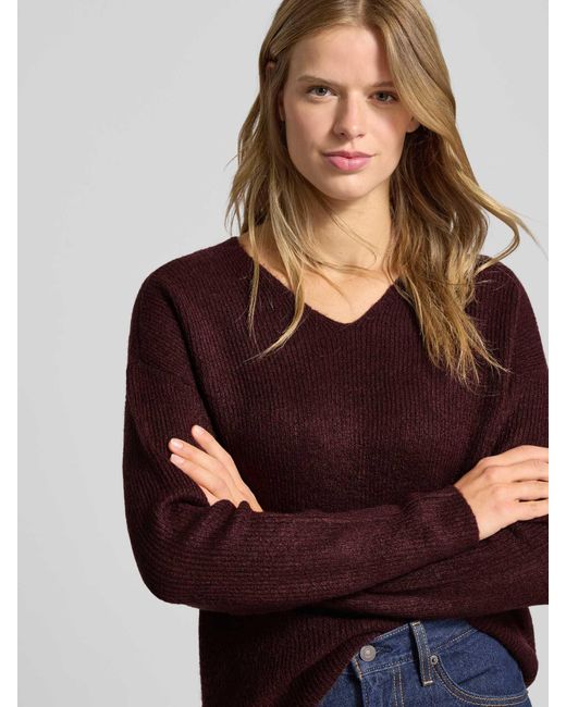 ONLY Regular Fit Gebreide Pullover Met V-Hals, Model 'Camilla' in het Purple
