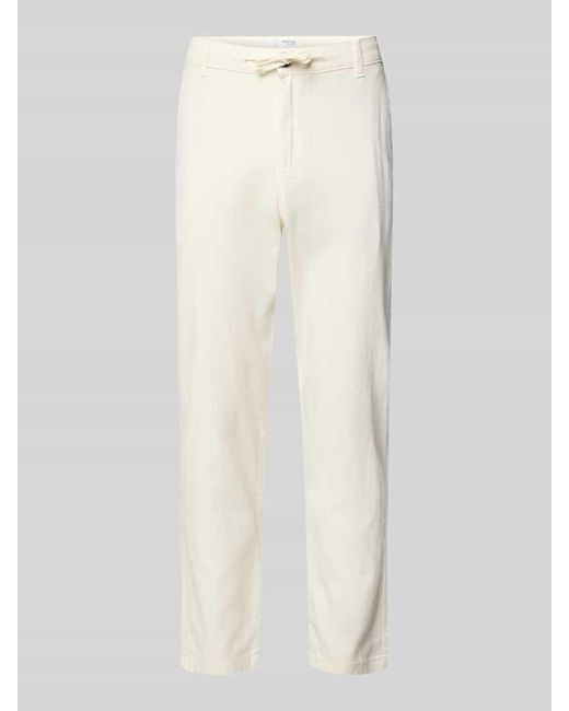 SELECTED Slim Tapered Fit Hose mit Tunnelzug Modell 'Brody' in White für Herren