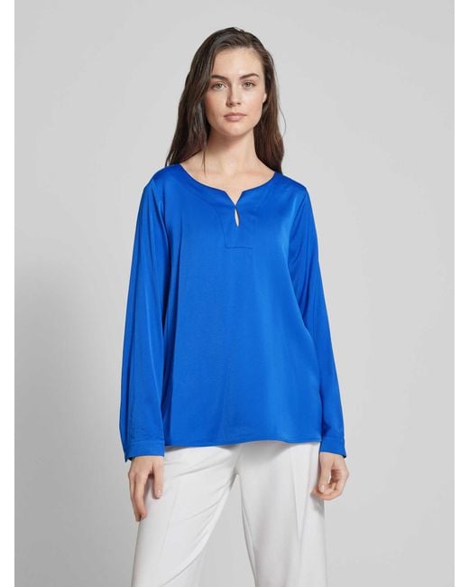 Comma, Blue Bluse mit Tunikakragen