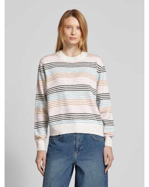 Tom Tailor White Regular Fit Strickpullover Mit Streifen-Muster