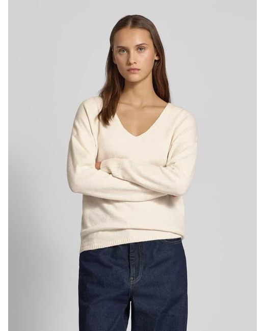 ONLY Natural Regular Fit Pullover mit V-Ausschnitt Modell 'RICA LIFE'
