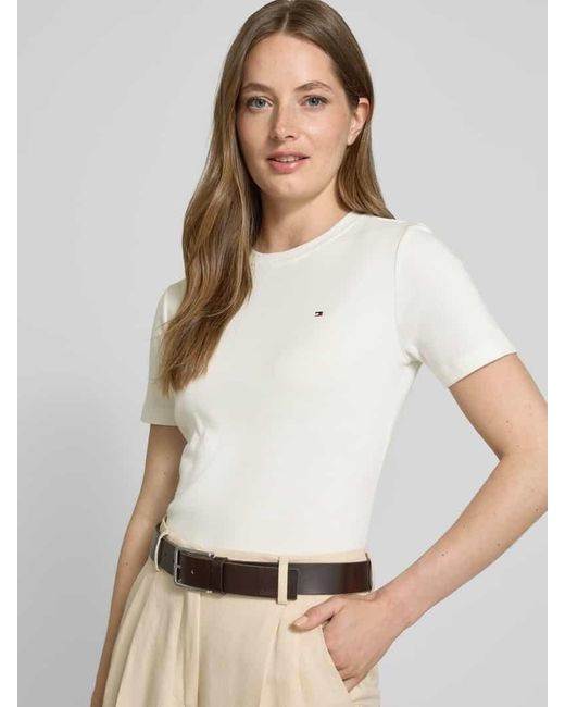 Tommy Hilfiger White Slim Fit T-Shirt aus reiner Baumwolle