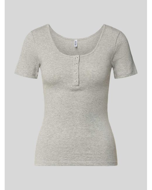 Pieces Slim Fit T-Shirt Van Katoenmix Model 'Kitte' in het Gray