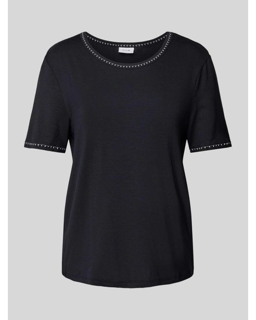 Vila Black T-Shirt mit Rundhalsausschnitt Modell 'SILLY'