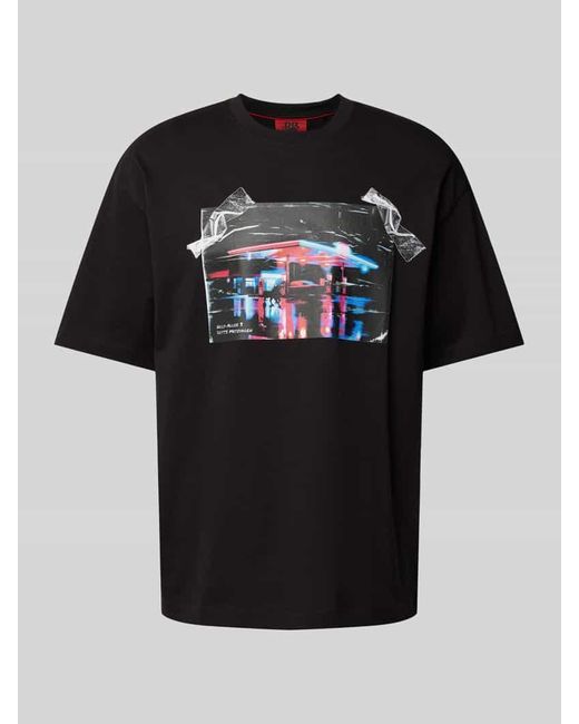 HUGO T-Shirt mit Motiv-Print Modell 'Dutire' in Black für Herren