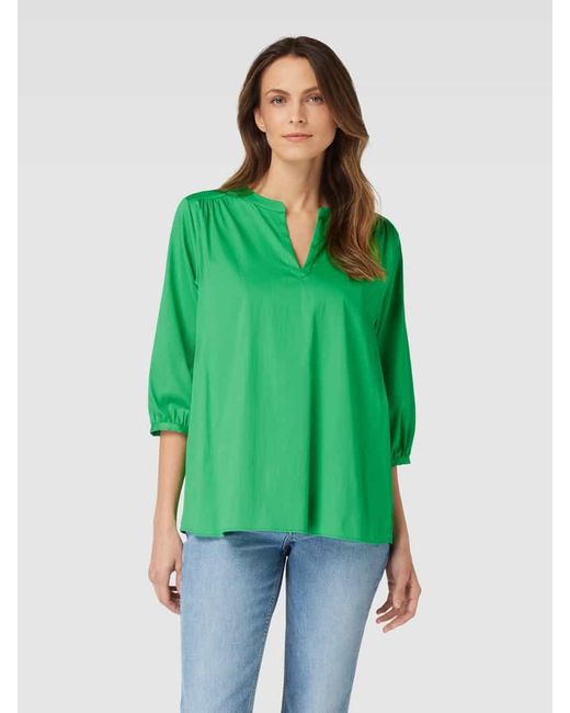 Milano Italy Green Blusenshirt mit V-Ausschnitt