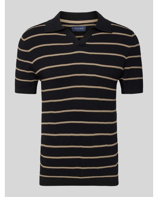 Christian Berg Men Poloshirt Met V-hals in het Black voor heren