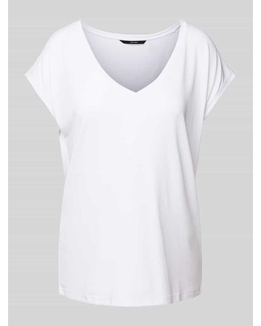 Vero Moda White T-Shirt mit V-Ausschnitt Modell 'FILLI'
