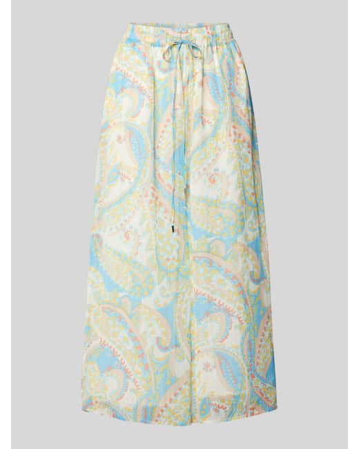 S.oliver Blue Wide Leg Stoffhose mit Paisley-Muster