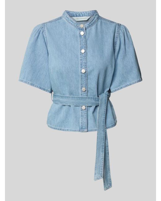 MSCH Copenhagen Regular Fit Jeansblouse Met Strikceintuur in het Blue