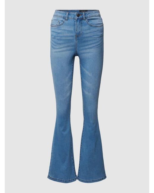 Noisy May Blue Skinny Fit Flared Jeans im 5-Pocket-Design Modell 'SALLIE'