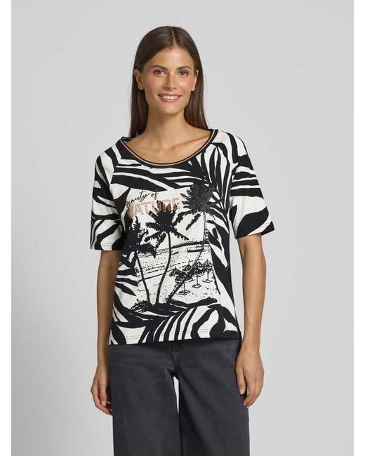 Betty Barclay Black T-Shirt mit geripptem Rundhalsausschnitt