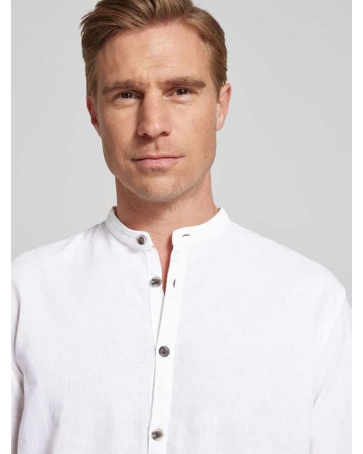 Tom Tailor Relaxed Fit Leinenhemd im Tunika-Style in White für Herren