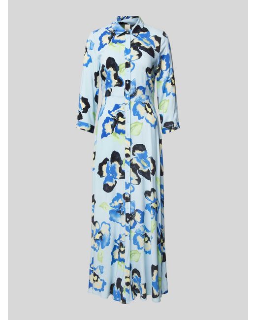 Y.A.S Blue Kleid aus Viskose mit Allover-Muster Modell 'SAVANNA'